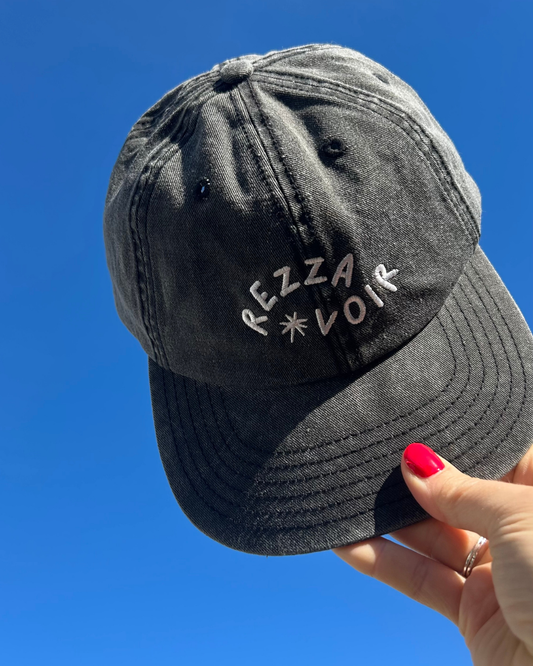 Rezza Voir Embroidered Cap - Washed Black