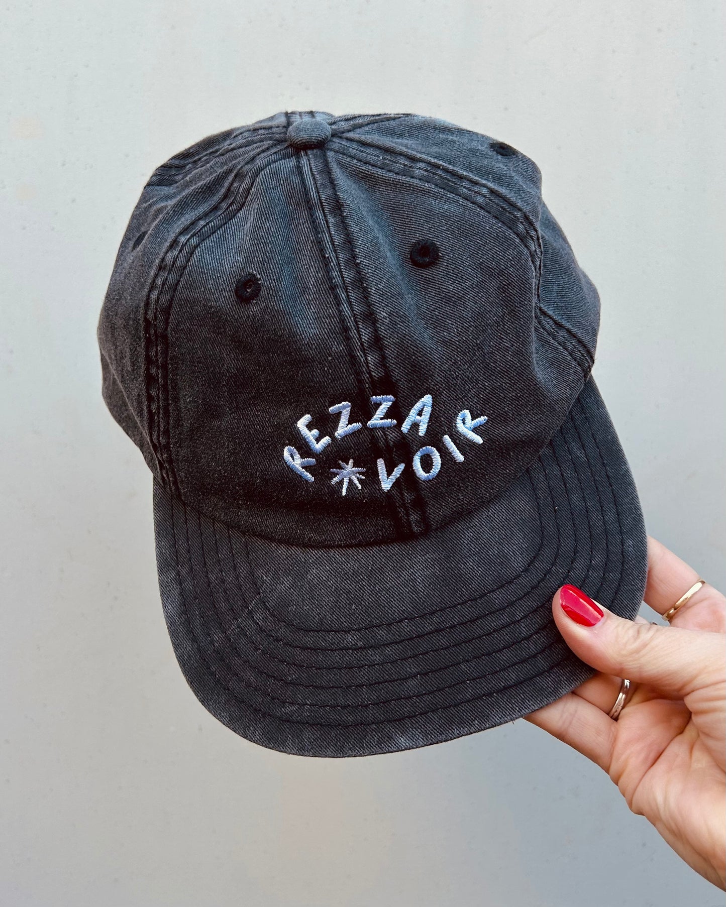 Rezza Voir Embroidered Cap - Washed Black