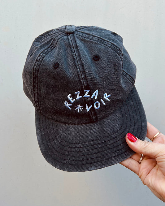 Rezza Voir Embroidered Cap - Washed Black